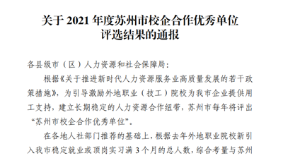 押球,押球(中国)获评2021年度苏州校企合作优秀单位